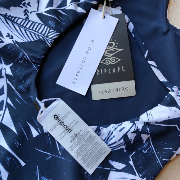 Rip Curl Shape Shifter Palm Swimsuit Blue & Cream NWT Women’s Size X-Small - Picture 7 of 14